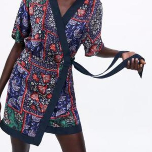ZARA | Printed Dress with Bow - Picture 5 of 8